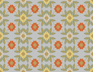 Japanese Luxury Flower Leaf Vector Seamless Pattern