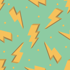 Lighting bolts seamless pattern. Abstract retro background for lightning fast design concept. Flash comic style vector pattern with calm vintage colors.  - 656329068
