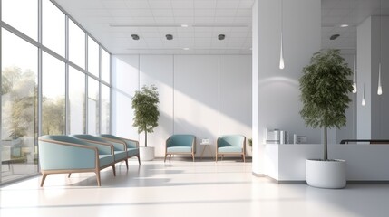 Reception of modern medical office in hospital. - obrazy, fototapety, plakaty