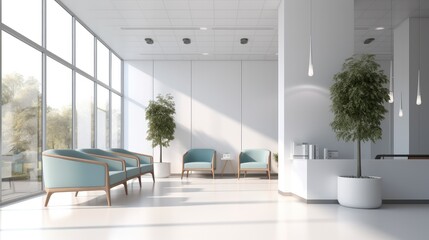 Reception of modern medical office in hospital.
