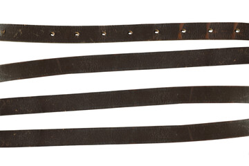 A set of leather strips isolated on a transparent background. leather belt