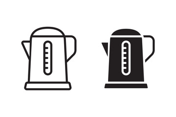 Electric kettle vector icon set. Hot tea symbol