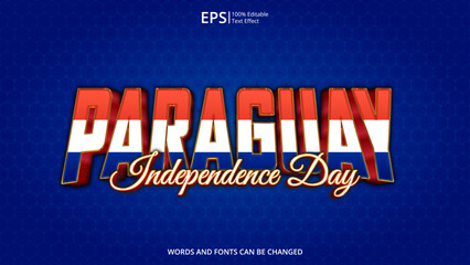 paraguay editable text effect with paraguay flag pattern suitable for poster design about holiday, Feast day or paraguay independence day moment