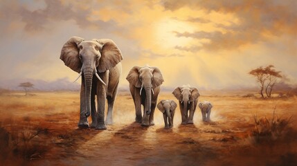 elephants in the savannah  generated by AI tool 