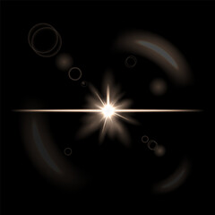 Fototapeta premium Sparkling flat rays of light. realistic light reflection