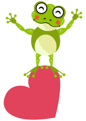 Cute frog on top of heart