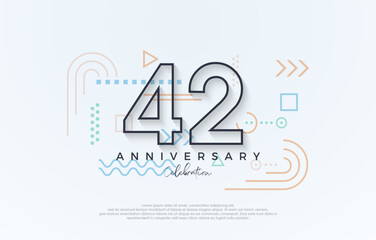 simple design 42nd anniversary. with a simple line premium design. Premium vector for poster, banner, celebration greeting.