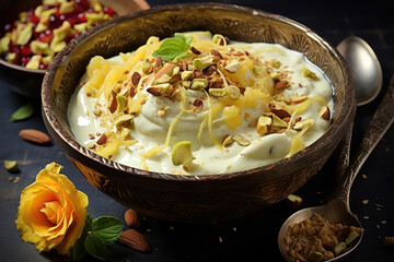Shrikhand is a traditional sweet of the Indian subcontinent made from strained yogurt