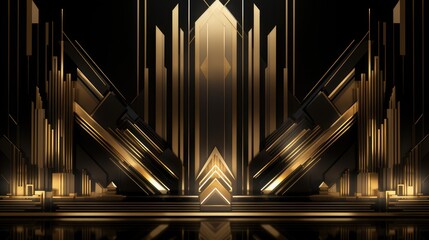 elegant gold and black deco wall art background