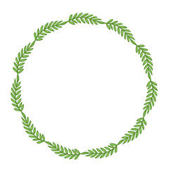 Fototapeta premium green plant leaves herb art drawn round frame