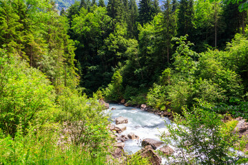 View of the Kander river in Switzerland