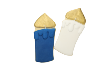 PNG, Gingerbread in the shape of candles, isolated on white background