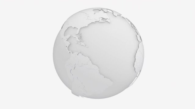 4k Spinning world globe isolated, seamless loop.
