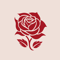 Aesthetic clinic filled red logo. Body care. Rose flower. Design element. Created with artificial intelligence. Floral ai art for corporate branding, skincare product, beauty store, gift shop
