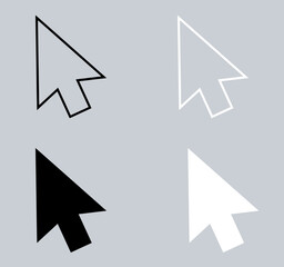 Set of Cursor icon. Click arrow icon sign symbol in trendy flat style. Pointer vector icon illustration isolated on gray background