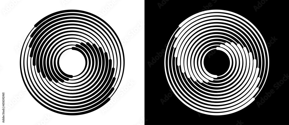 Aufkleber abstract background with lines in circle. art design spiral as logo or icon. a black figure on a whi