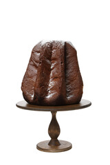 PNG, Panettone cupcake on wooden stand, isolated on white background
