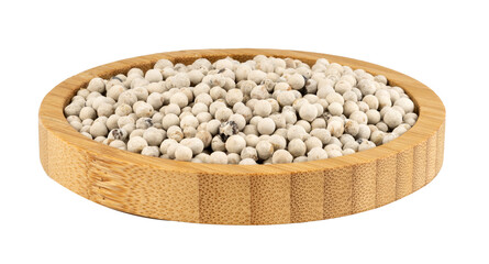 white pepper balls in a wooden bowl