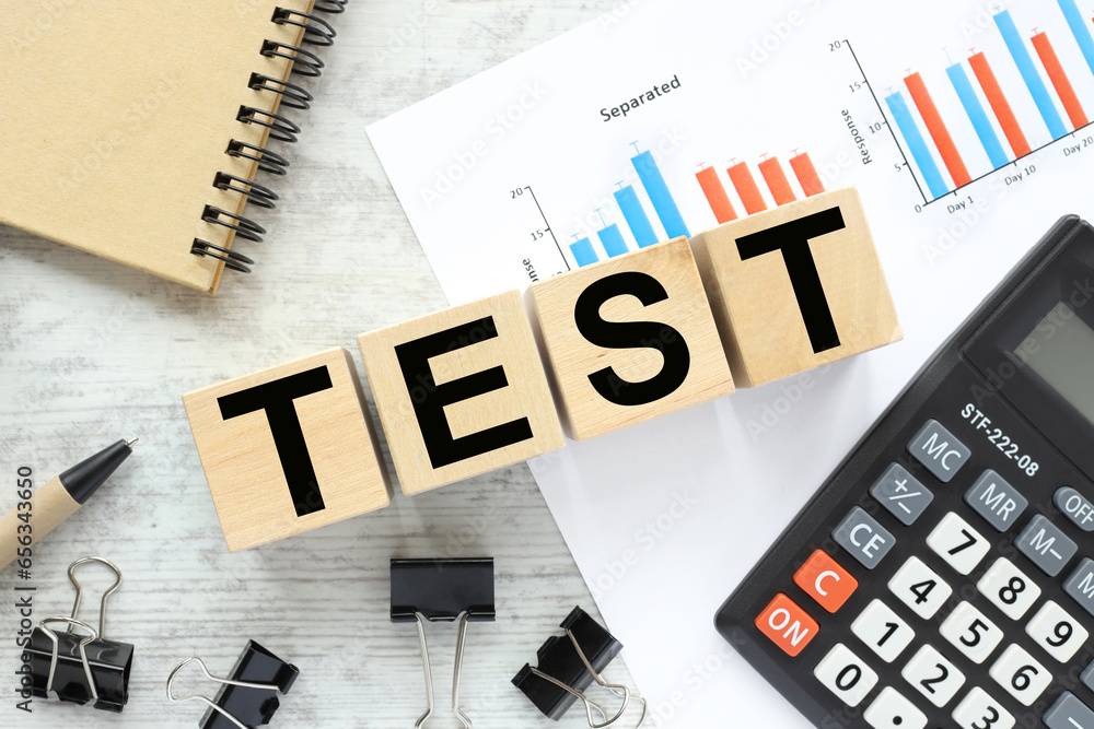 Poster test symbol. business and testing concept. copy space.