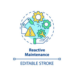 2D editable multicolor icon reactive maintenance concept, simple isolated vector, predictive maintenance thin line illustration.