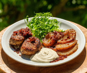 grilled meat with vegetables