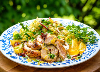 grilled porchetta with vegetables