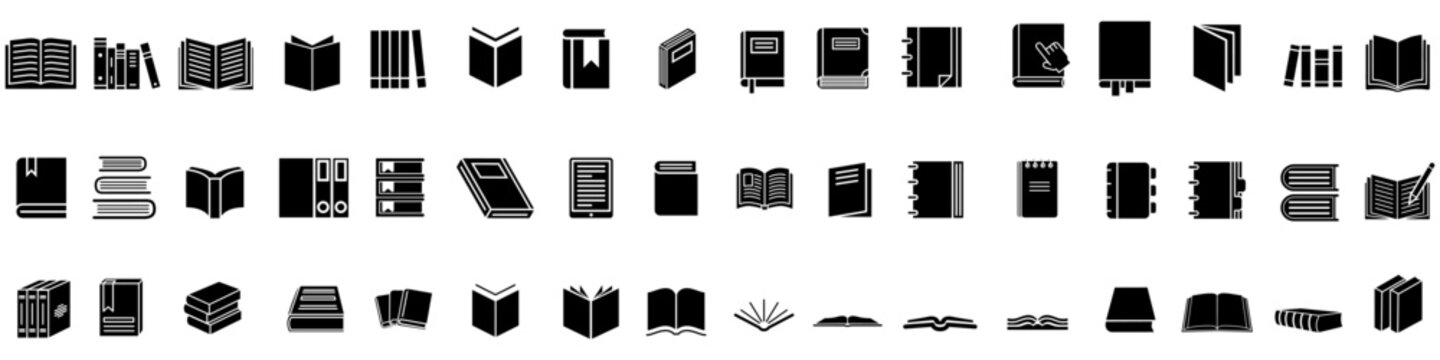 Books vector icons set. Book icon. library illustration simbol collection. Education logo or sign.