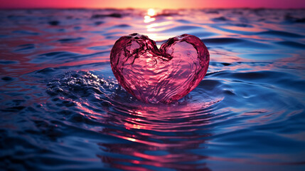 "Dancing Ripples of Love: A Mesmerizing Pink Heart Water Show"