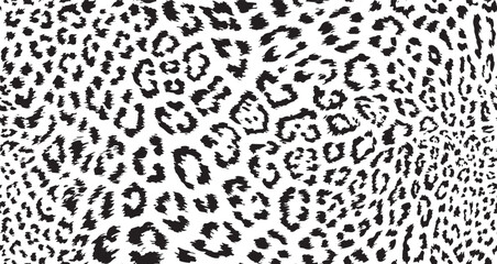 Seamless vector animal skin pattern. Jaguar leopard spots pattern. Black and white wildlife background. For fabric, textile, wrapping, cover, web etc. 