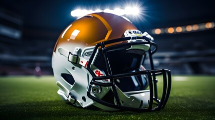 american football helmet on grass