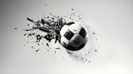 soccer ball on the wall in black and white style