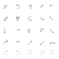 arrows doodle set on white background. vector illustration.