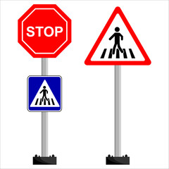 Crosswalk sign ahead. Vector design.
