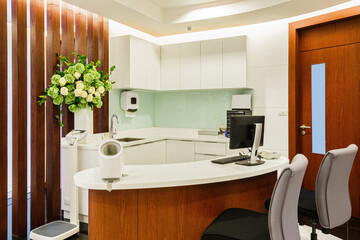 Interior of  medical clinic Modern reception in medical clinic. Interior concept