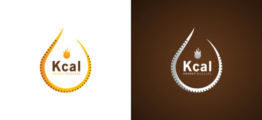 Kcal symbol logo for fat burning design food product symbol with measuring tape - obrazy, fototapety, plakaty