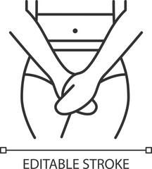 2D pixel perfect editable black medical female innerwear icon, isolated vector, thin line illustration representing medical care equipment.