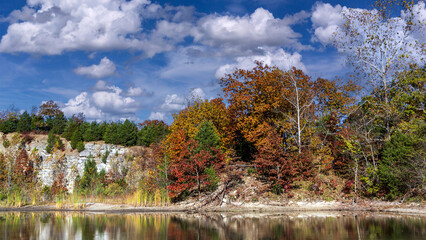 Autumn landscape of a bluff at Klondike Park in St. Charles County Missouri 