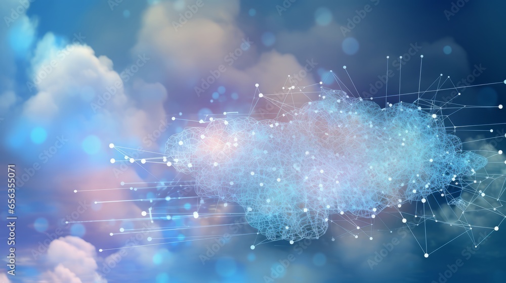 Poster a cloud computing concept with connection lines and dots