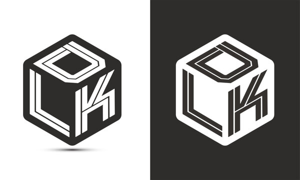 DLK letter logo design with illustrator cube logo, vector logo modern alphabet font overlap style.