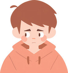 A disgruntled white man in a white T-shirt stands with his arms crossed. The sad guy is disappointed in something. Vector cartoon illustration