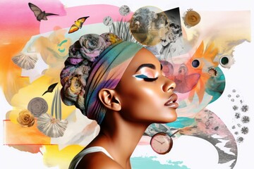 Fashion african girl visualization. Creative design. Generate Ai - Powered by Adobe
