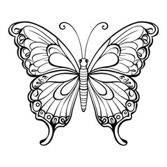 Butterflies With Flowers Coloring Page Drawing For Kids