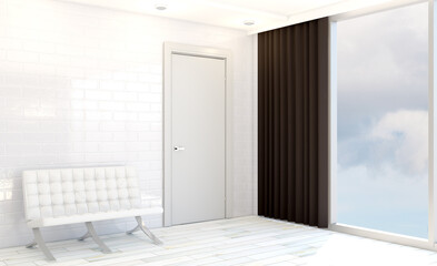 Modern office building interior. 3D rendering.