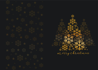 Postcard golden Christmas tree background