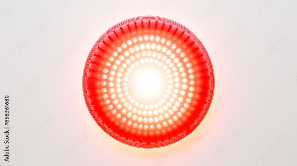 Poster red light fluorescent button isolated on the background of computer graphics website design