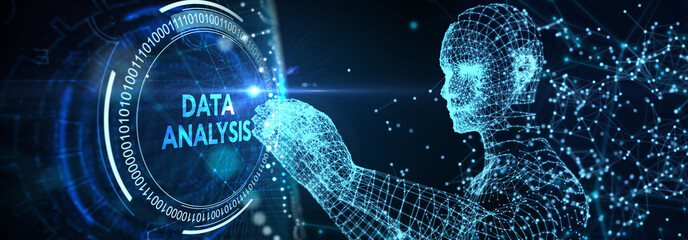 Data Analysis for Business and Finance Concept. Information report for digital business strategy. Business, technology, internet and networking concept. 3d illustration