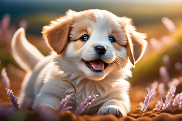 A puppy smiling on a windy hill
Generative AI