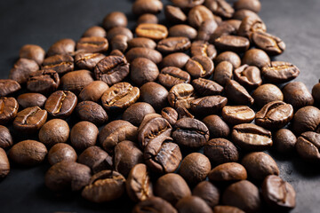 coffee beans on grey background
