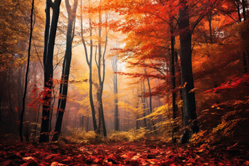Enjoying the vibrant colors of the autumn forest
