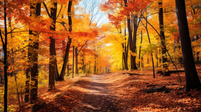 Beautiful and colorful autumn scene in the forest